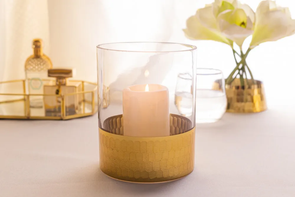 Świecznik szklany / wazon Altom Design Golden Honey 15 cm