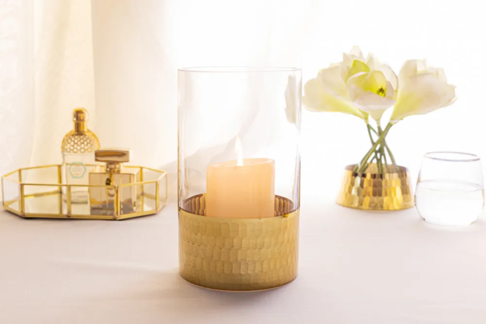 Świecznik szklany / wazon Altom Design Golden Honey 20 cm