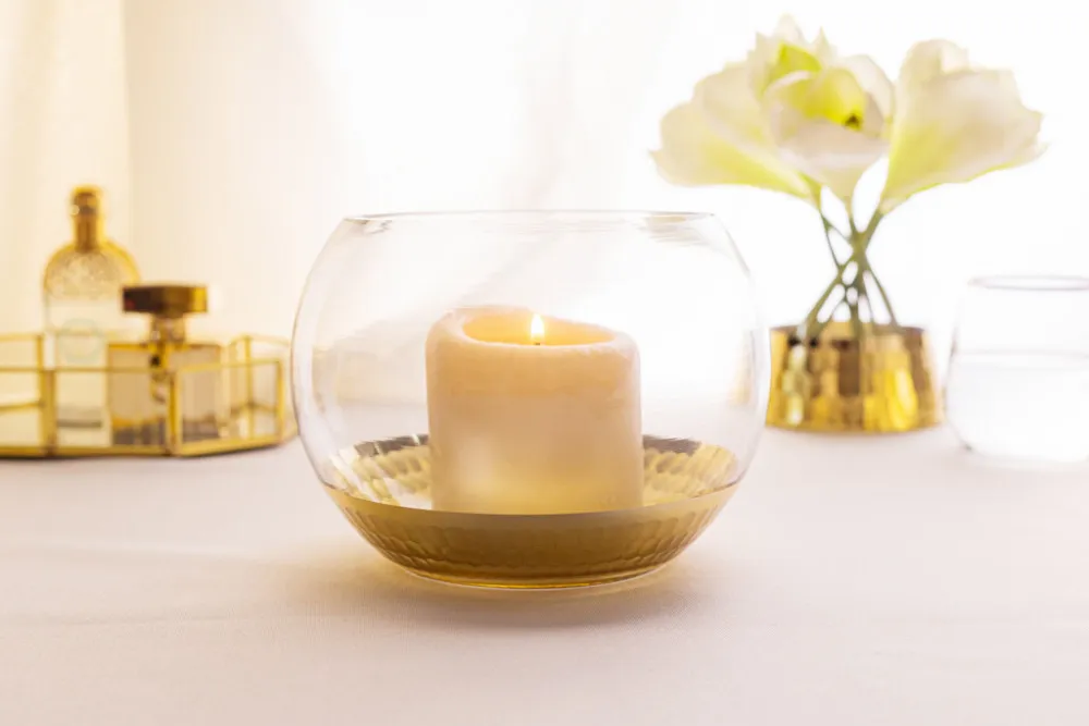 Świecznik szklany / wazon kula  Altom Design Golden Honey 13,5 cm