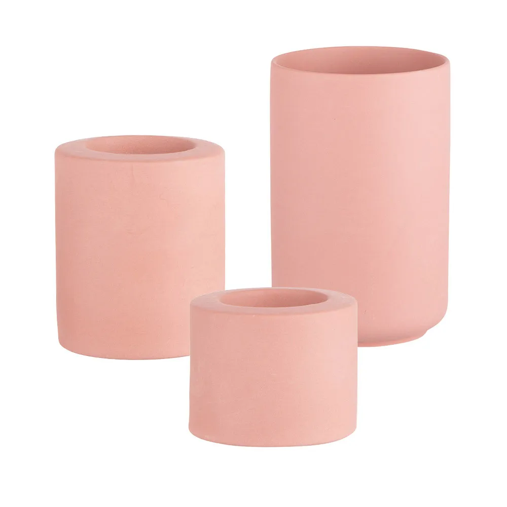 Świeczniki ceramiczne i wazon Altom Design ceglaste