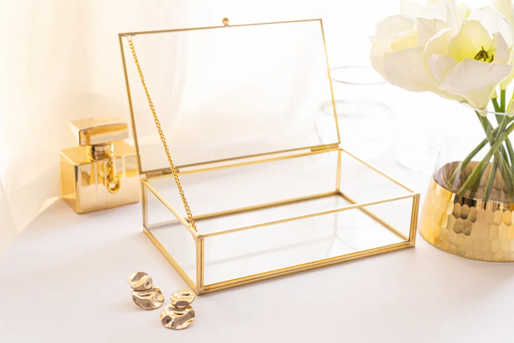 Szkatułka na biżuterię szklana Altom Design Golden Honey 20 x 12 cm