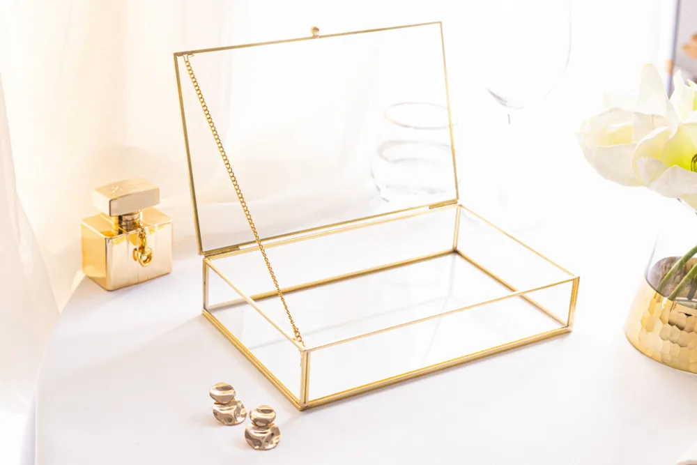 Szkatułka na biżuterię szklana Altom Design Golden Honey 25 x 16 cm