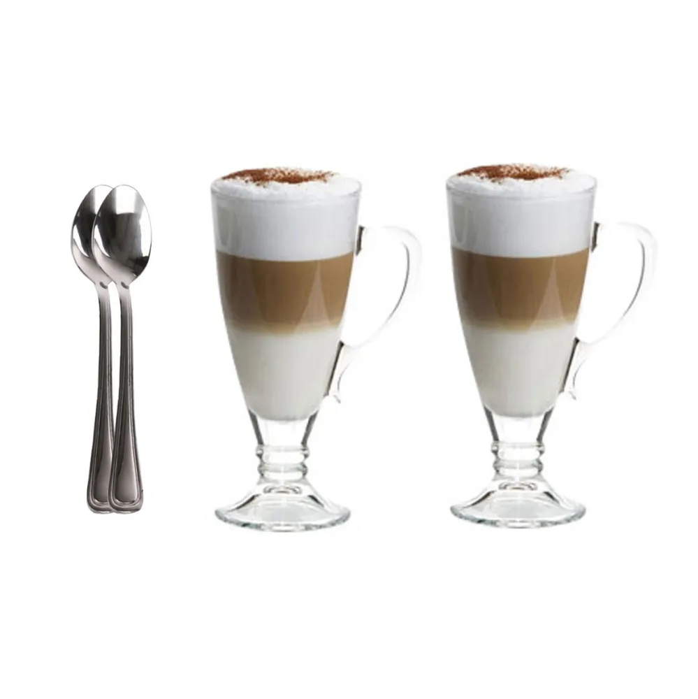 Szklanki do latte Altom Design Dalia 250 ml, 2 szt. + łyżeczki koktajlowe