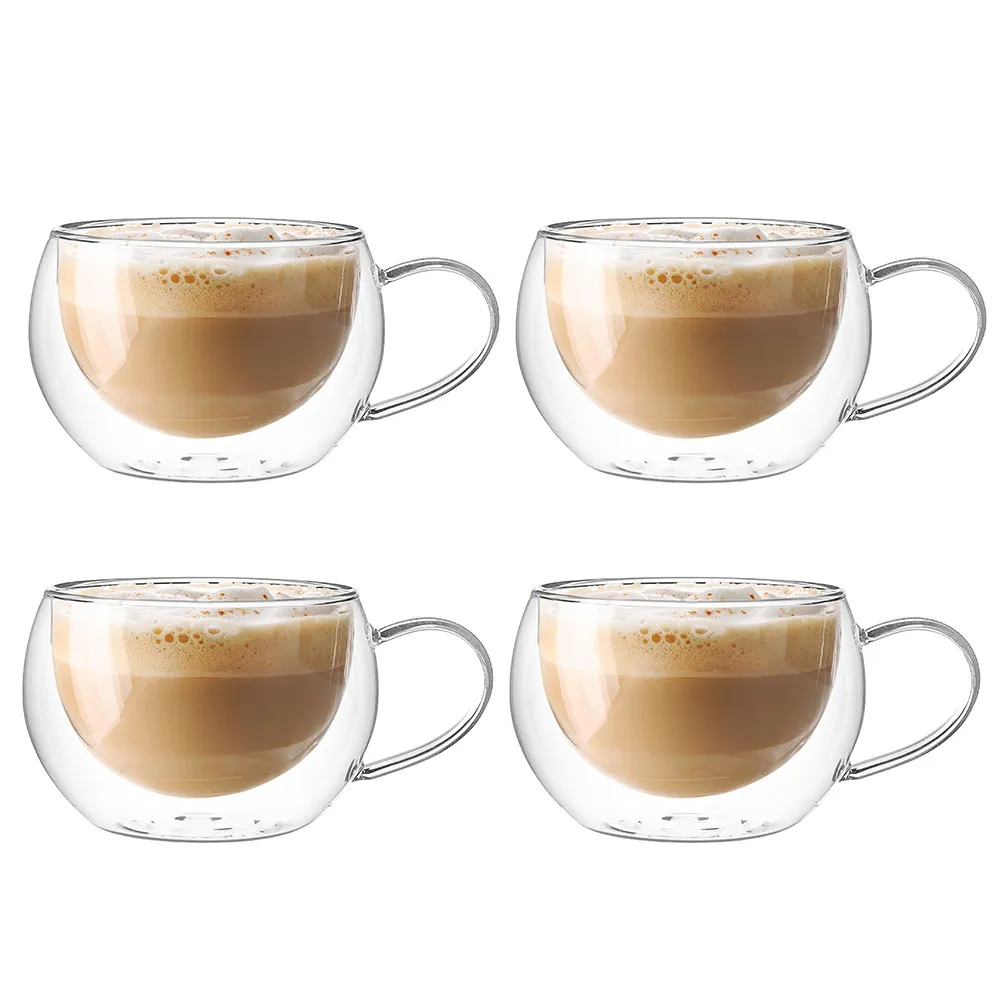 Szklanki / filiżanki z podwójną ścianką i dnem termiczne do cappuccino i kawy latte Altom Design Andrea, 400 ml (komplet 4 szklanek)