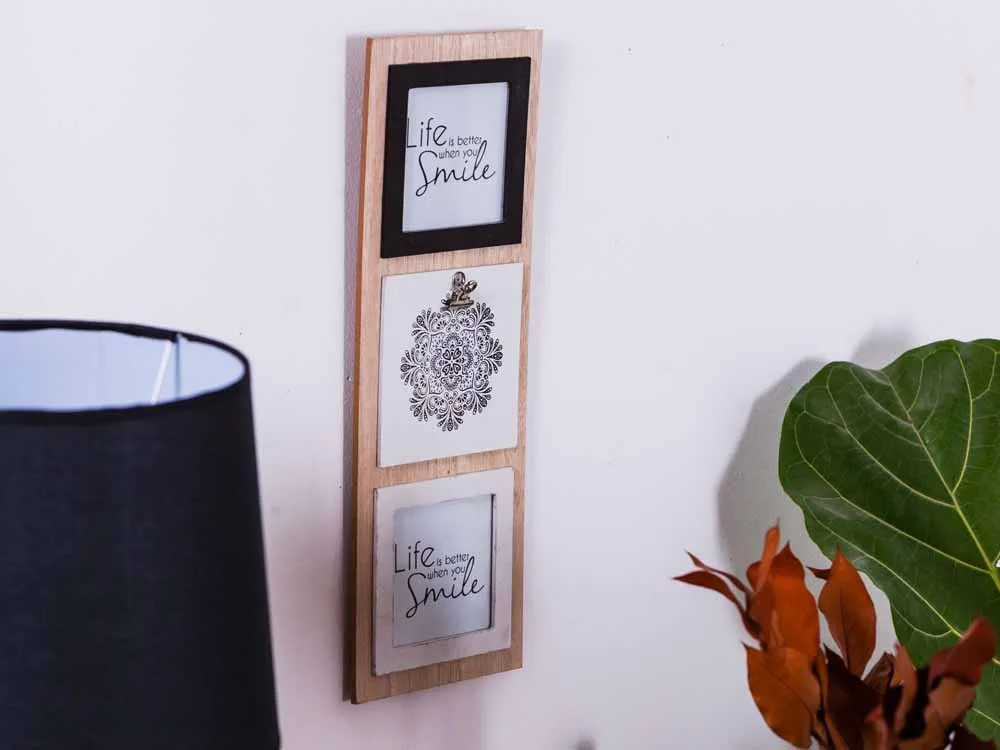 Tablica na zdjęcia wisząca drewniana Altom Design Mandala 15 x 42 cm (2 zdjęcia 10 x 10 cm)