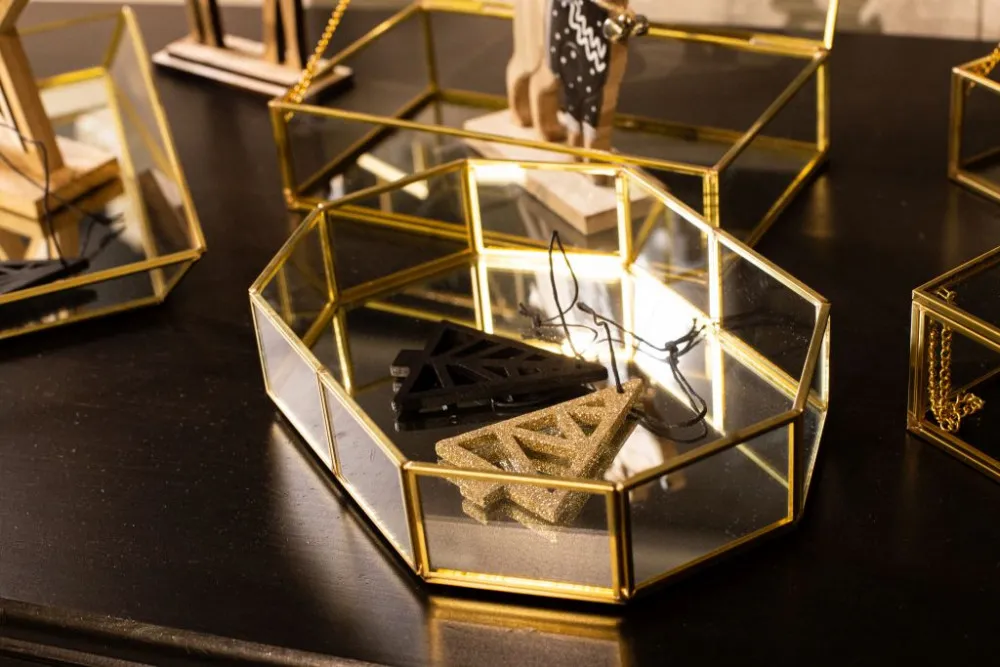 Taca dekoracyjna lustrzana Altom Design Golden Honey szklana 20 x 14 cm