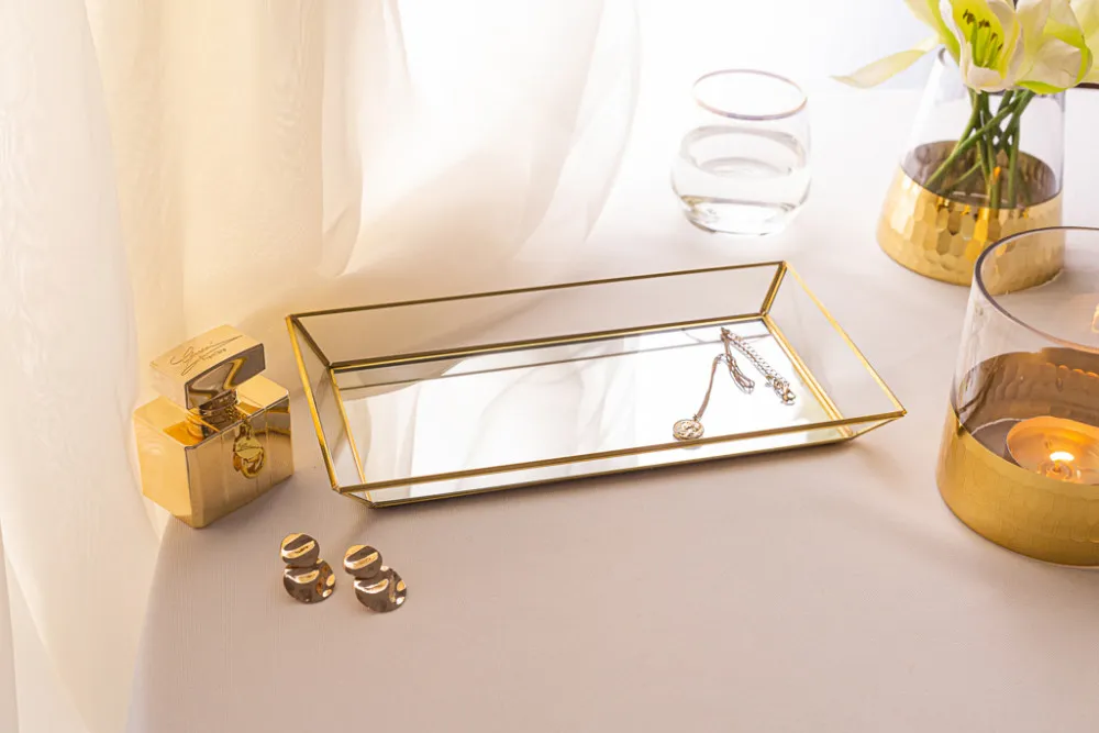 Taca dekoracyjna lustrzana Altom Design Golden Honey szklana 29 x 16 cm