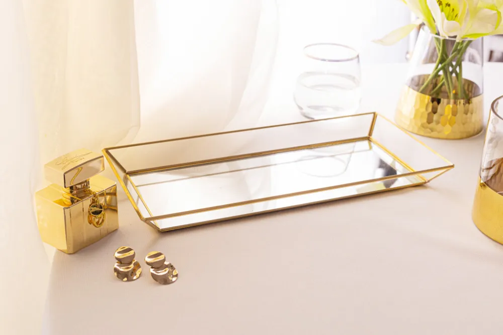 Taca dekoracyjna lustrzana Altom Design Golden Honey szklana 34 x 16 cm