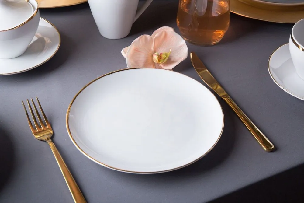 Talerz deserowy porcelanowy MariaPaula Moderna Gold biały ze złotym zdobieniem 20,5 cm