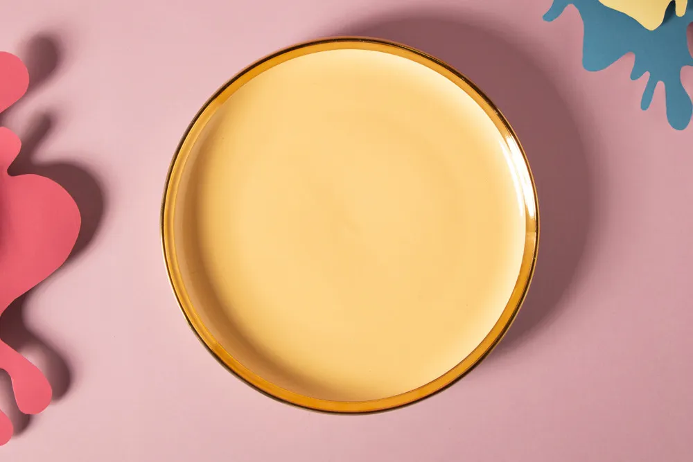 Talerz deserowy porcelanowy Altom Design Aurora Gold Żółta 20 cm