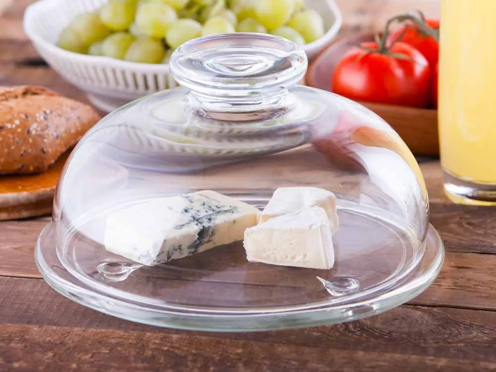 Talerz do serów, wędlin szklany z kloszem Edwanex 21 cm
