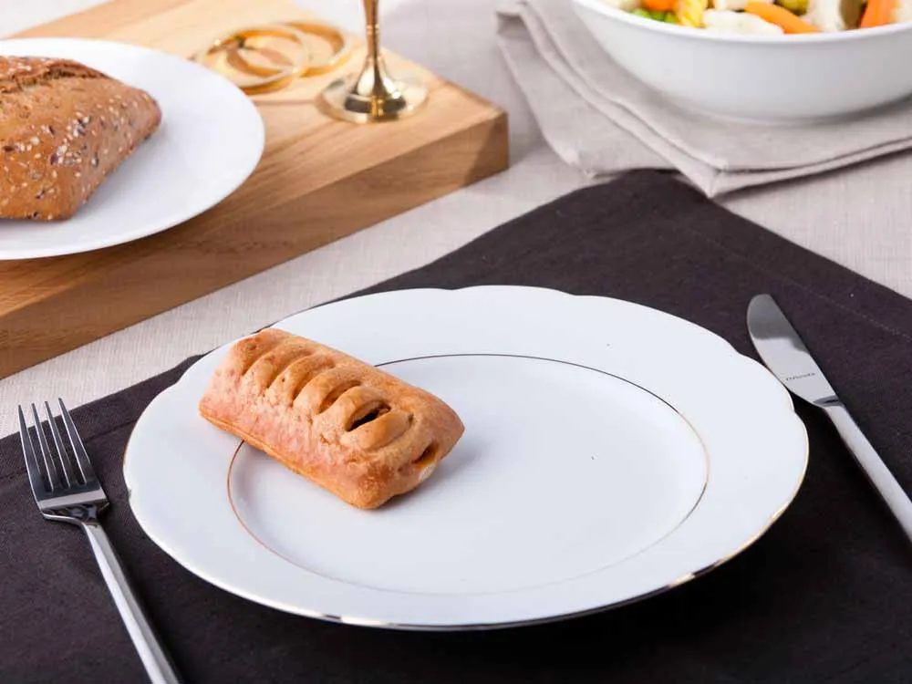 Talerz obiadowy płytki porcelana Ćmielów Feston Złoty Pasek (3604) 25 cm