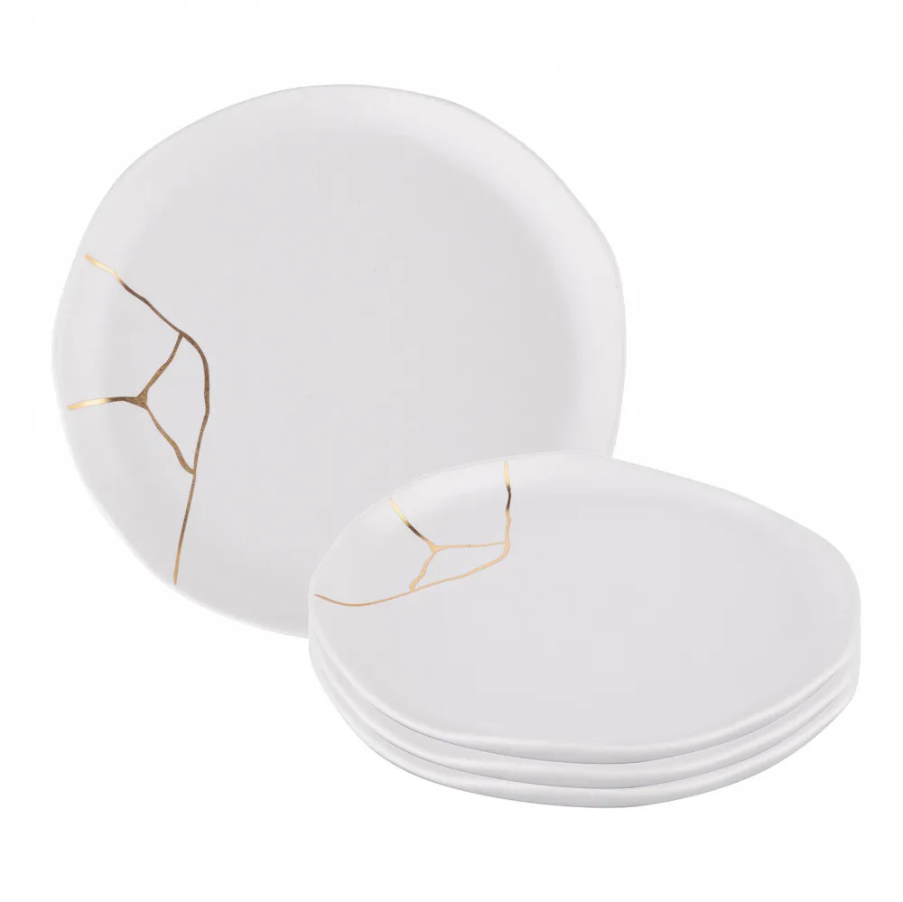 Talerze deserowe porcelana Altom Design Magnific 18 cm białe, zestaw 4 talerzy