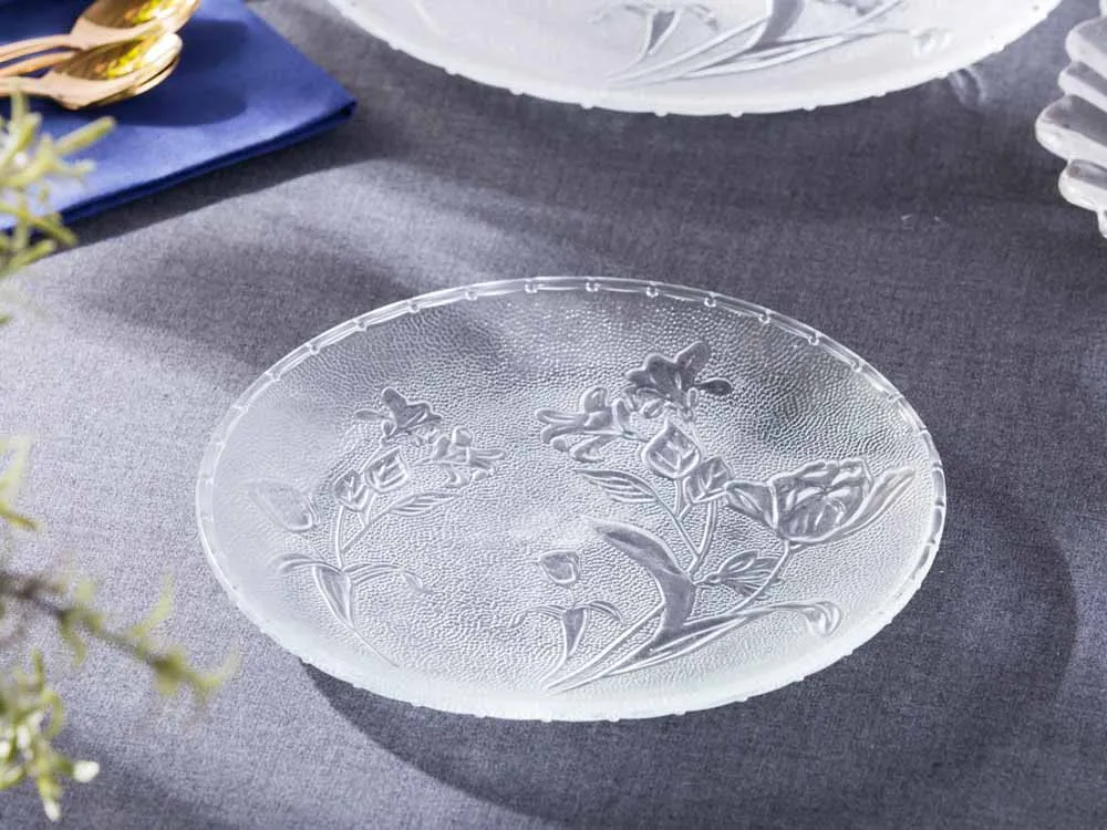 Talerz deserowy szklany Altom Design kwiat 19,8 cm