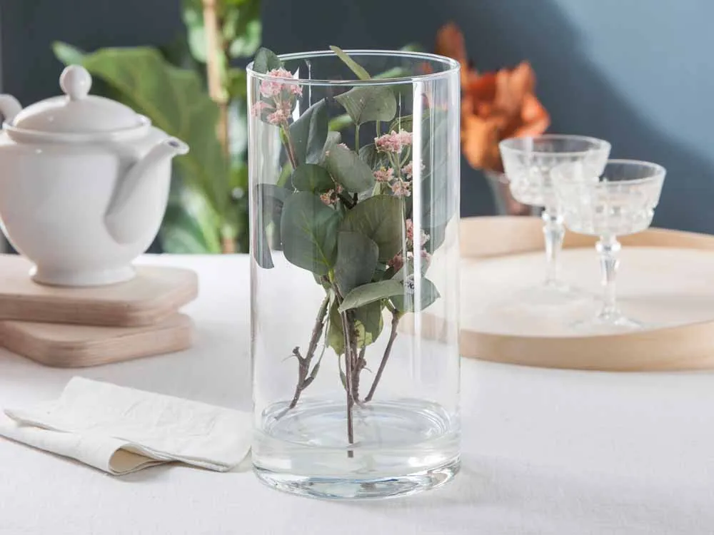 Wazon na kwiaty / świecznik szklany cylinder Edwanex 30 cm