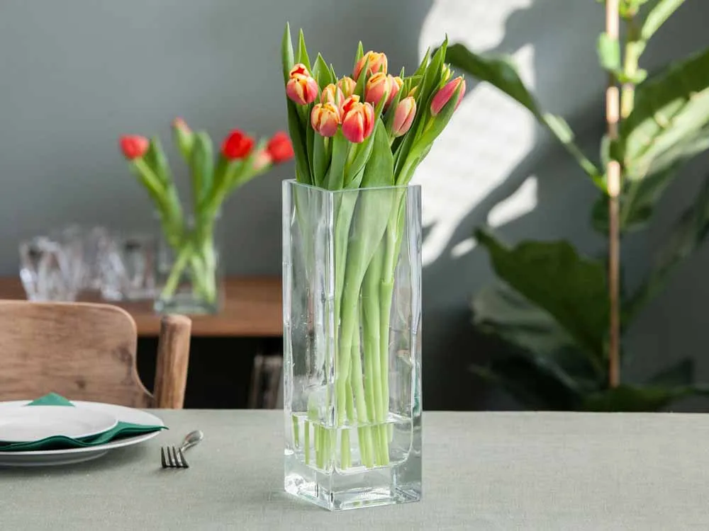 Wazon szklany na kwiaty Edwanex kwadratowy 30 cm