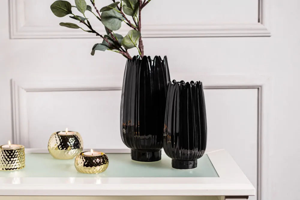 Wazony na kwiaty porcelanowe Altom Design czarne, zestaw 2 wazonów