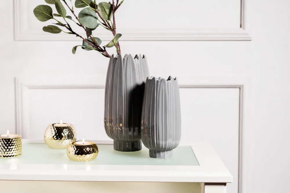 Wazony na kwiaty porcelanowe Altom Design popielate, zestaw 2 wazonów