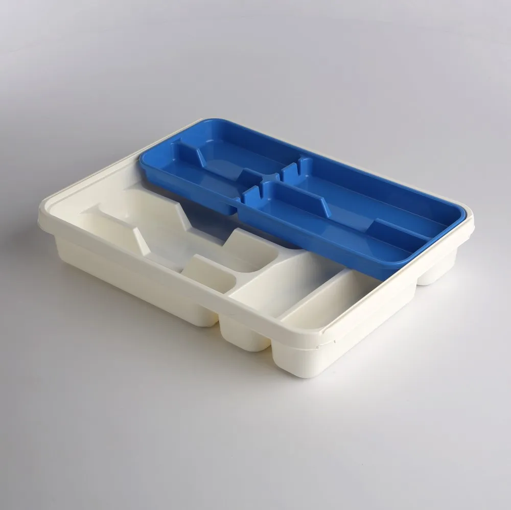 Wkład na sztućce przegródki do szuflady / organizer kuchenny Tontarelli 39,5 cm, biało-niebieski