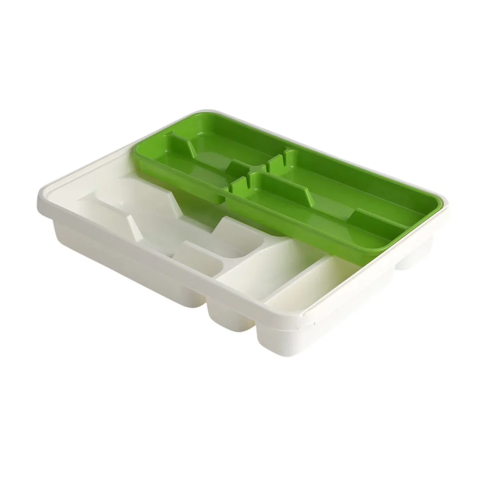 Wkład na sztućce przegródki do szuflady / organizer kuchenny Tontarelli 39,5 cm, biało-zielony
