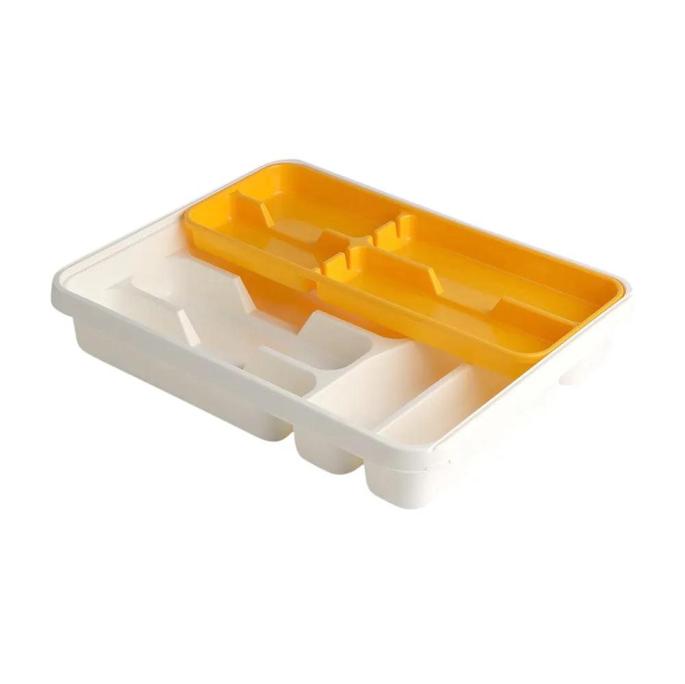 Wkład na sztućce przegródki do szuflady / organizer kuchenny Tontarelli 39,5 cm, biało-żółty