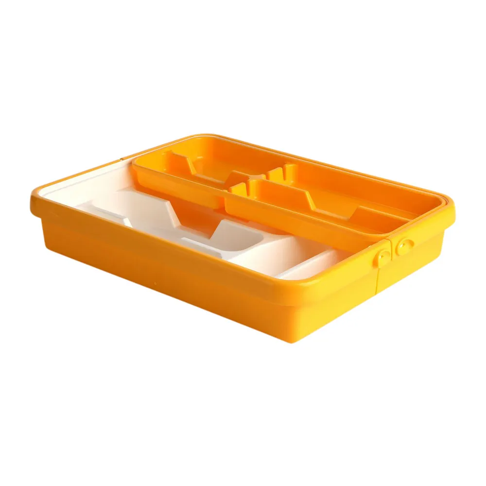 Wkład na sztućce przegródki do szuflady / organizer kuchenny Tontarelli regulowana szerokość 32-55 cm, biało-żółty