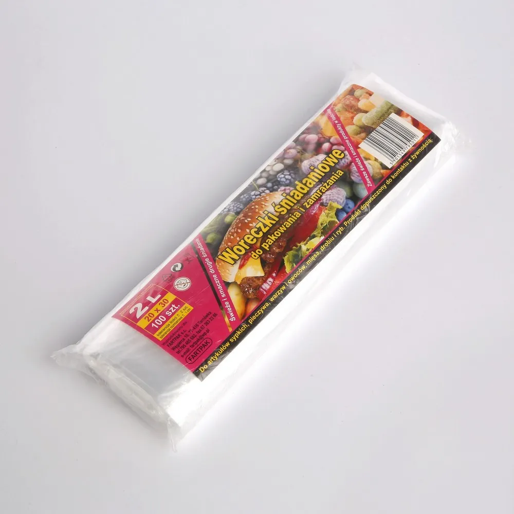 Woreczki / torebki śniadaniowe, do pakowania żywności foliowe Fartpak 2 l (100 sztuk)