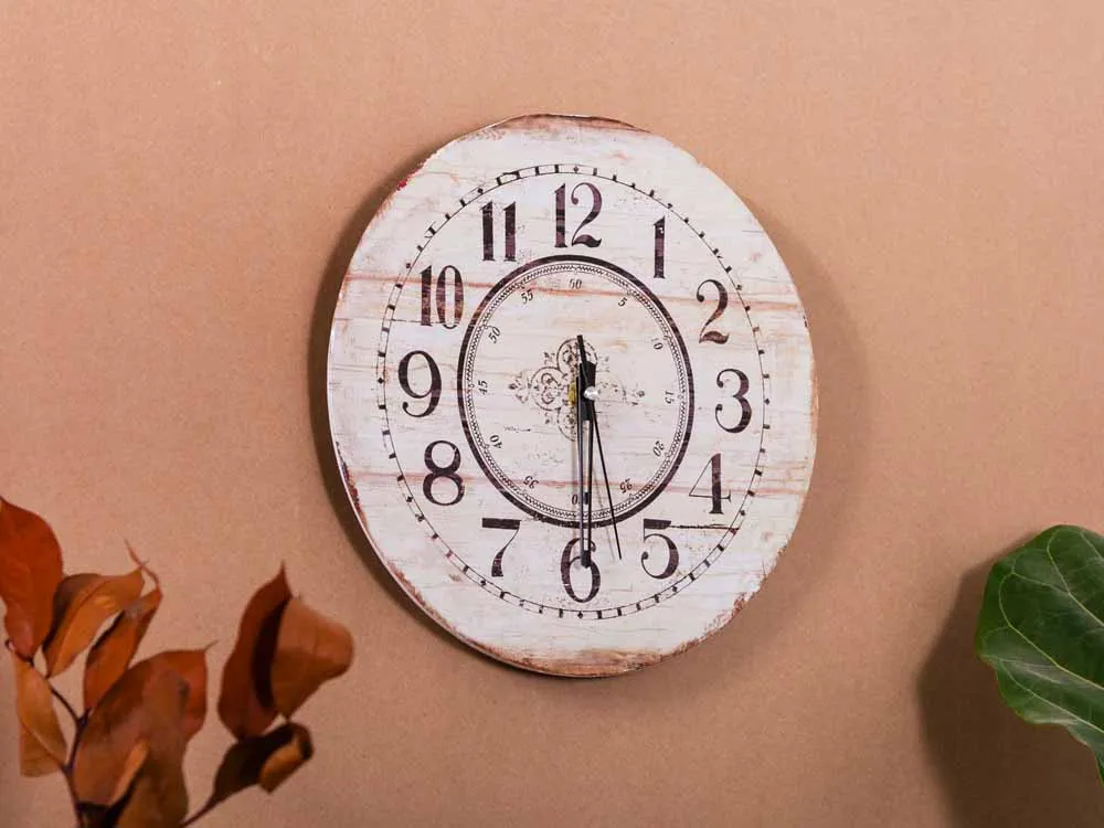 Zegar ścienny / na ścianę dekoracyjny drewniany (tarcza z cyframi arabskimi) decoupage Altom Design 30 cm 