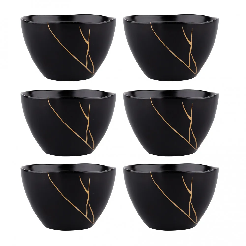 Salaterki / miseczki porcelana Altom Design Magnific 13,5 cm czarne, zestaw 6 salaterek