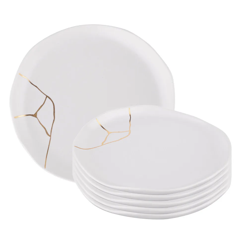 Talerze deserowe porcelana Altom Design Magnific 18 cm białe, zestaw 6 talerzy