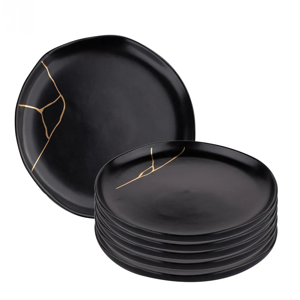 Talerze deserowe porcelana Altom Design Magnific 18 cm czarne, zestaw 6 talerzy