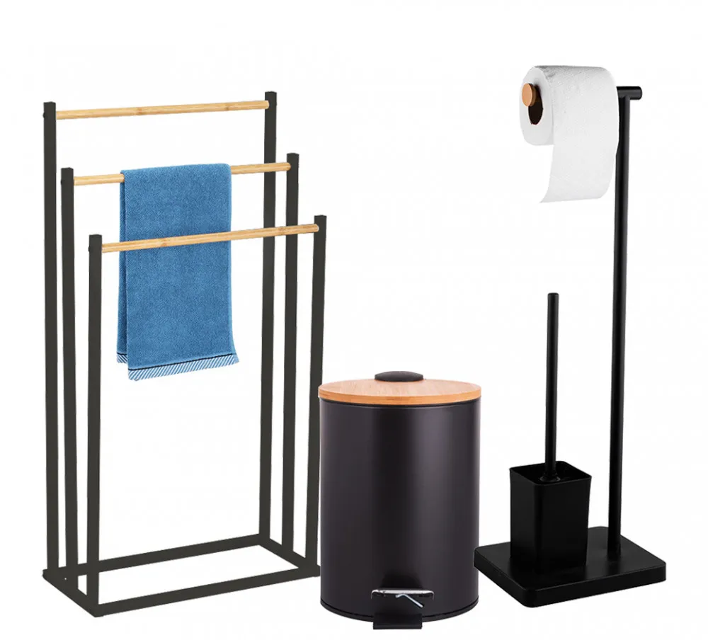 Zestaw akcesoriów łazienkowych Altom Design czarny, 3 elementy