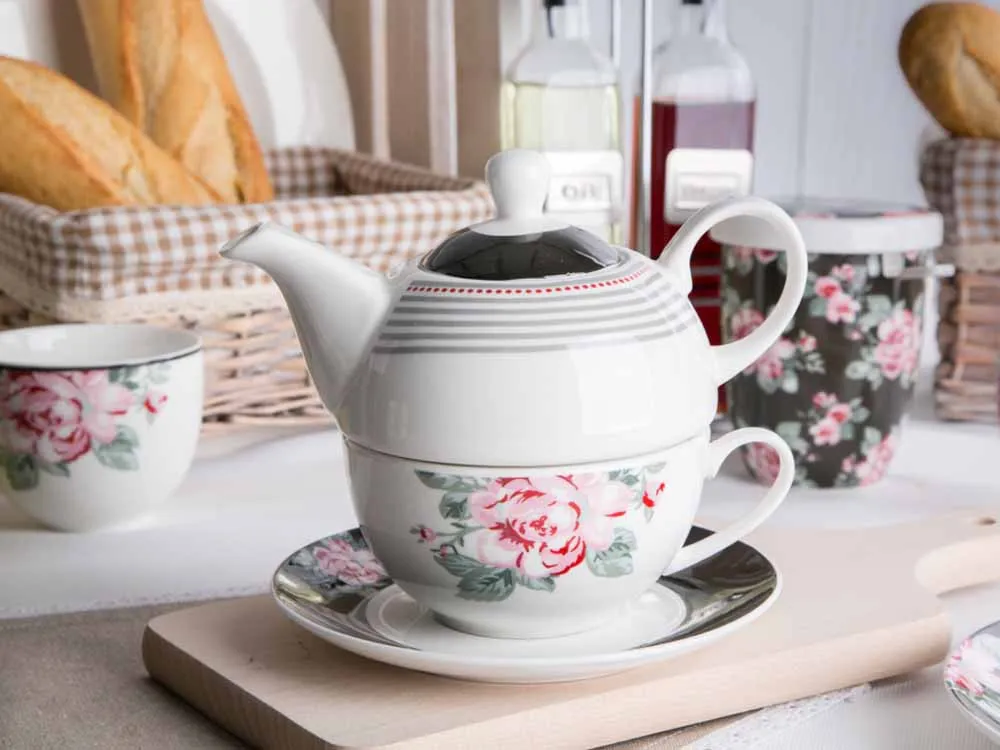 Zestaw czajniczek i filiżanka / tea for one porcelanowy Altom Design Róża Paryska 