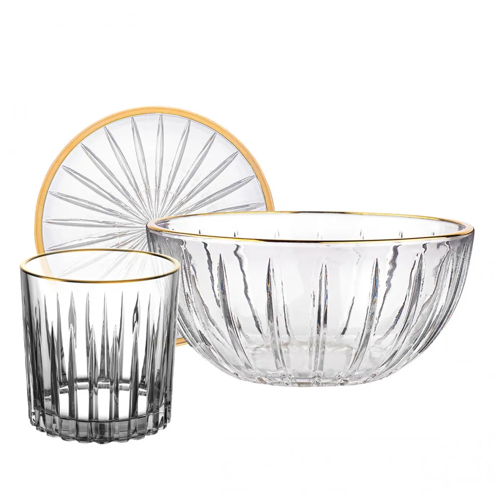 Zestaw deserowy ze szklankami dla 6 osób Altom Design Venus Gold (18 elementów)