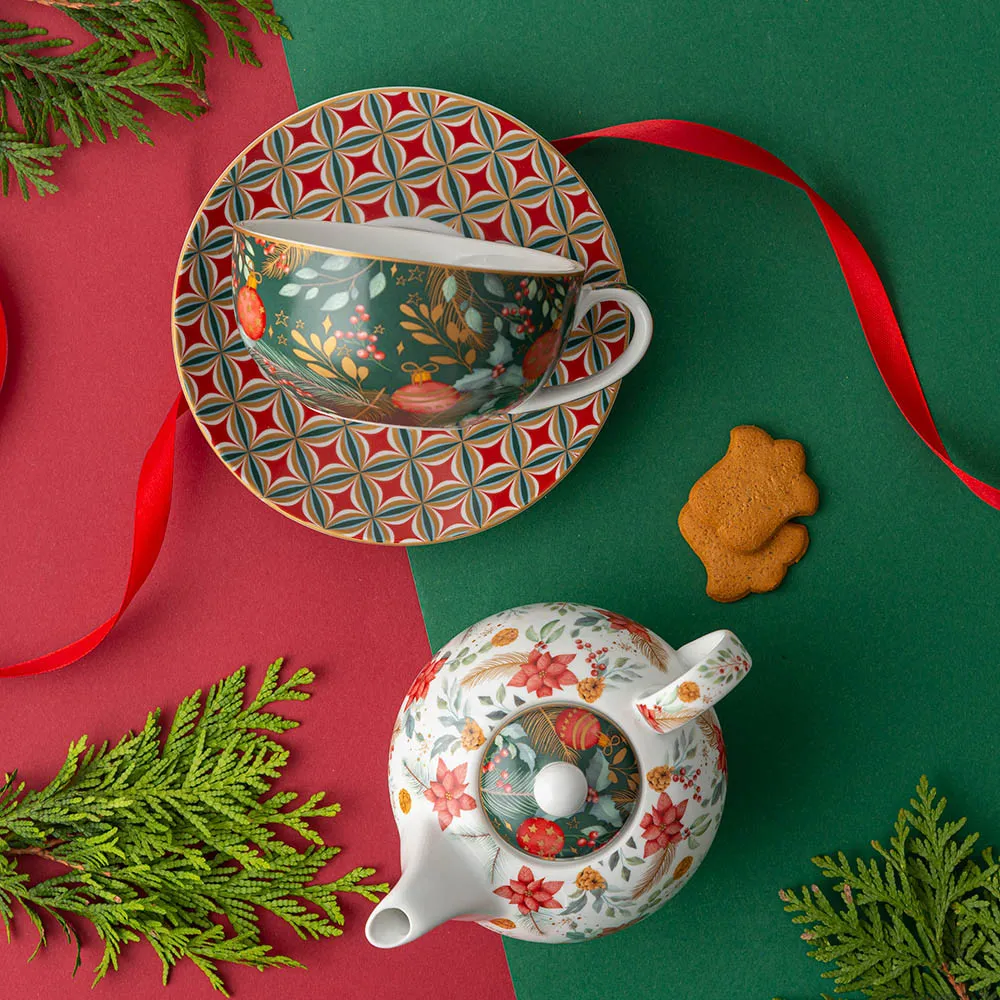 Zestaw filiżanka do herbaty z czajniczkiem porcelana Marco Polo Christmas Joy (Tea for one) (opakowanie prezentowe)