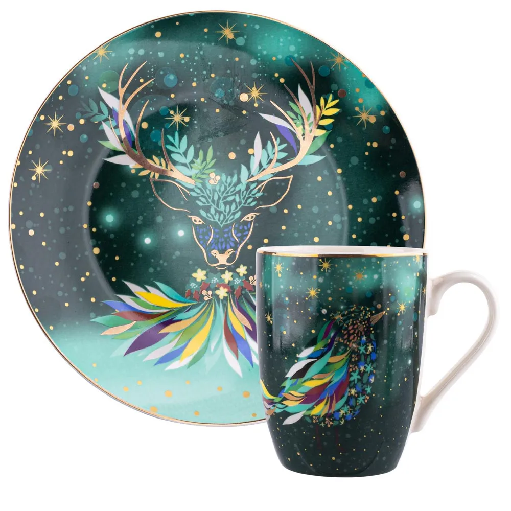 Zestaw kawowy porcelanowy święta Boże Narodzenie Altom Design Mystery na 6 osób (12 el.)