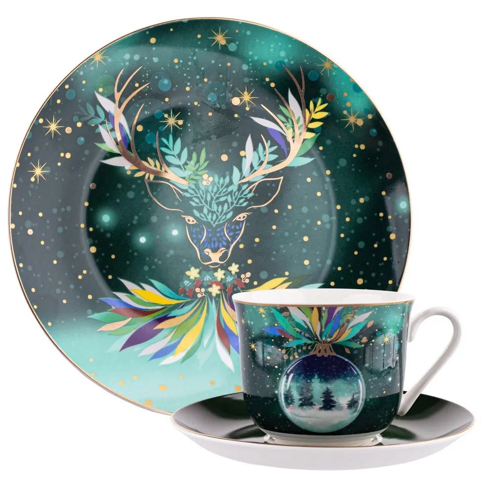 Zestaw kawowy porcelanowy święta Boże Narodzenie Altom Design Mystery na 6 osób (18 el.)