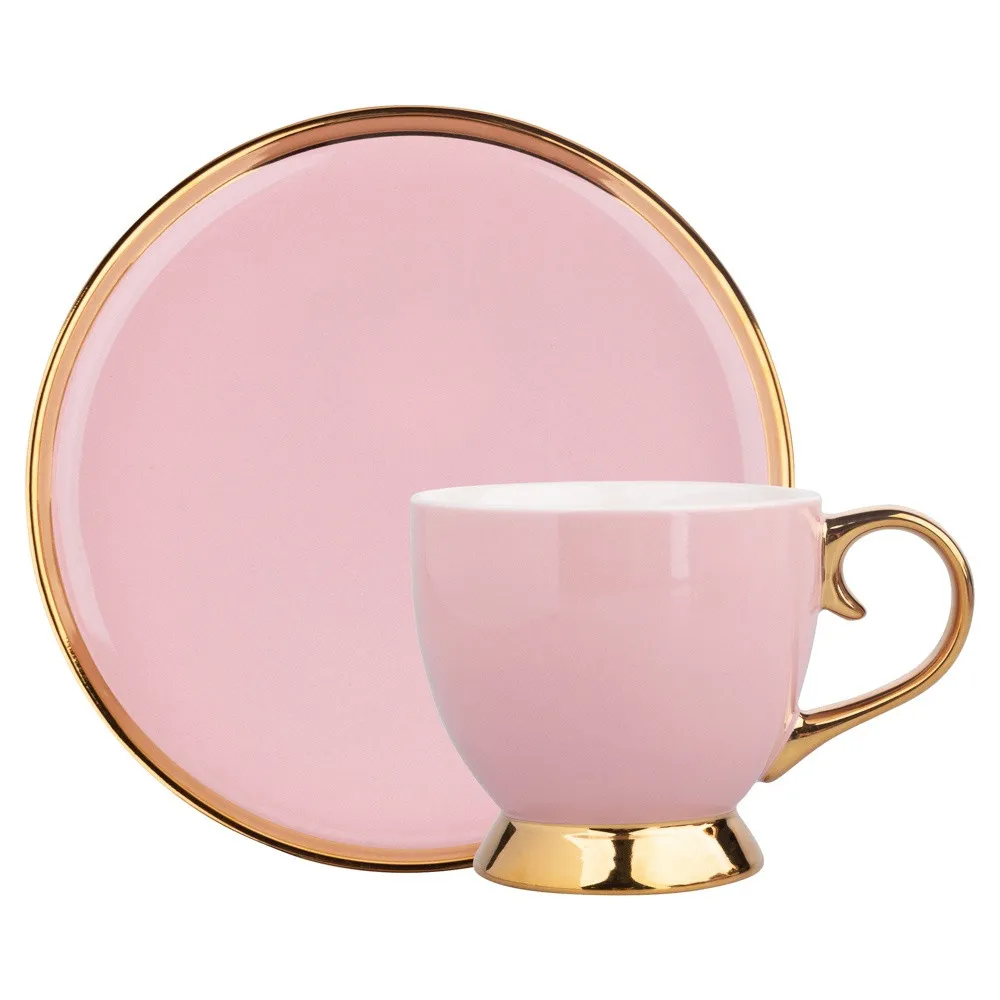 Zestaw kawowy porcelana Altom Design Aurora Gold Pudrowy Róż (2 elementy)