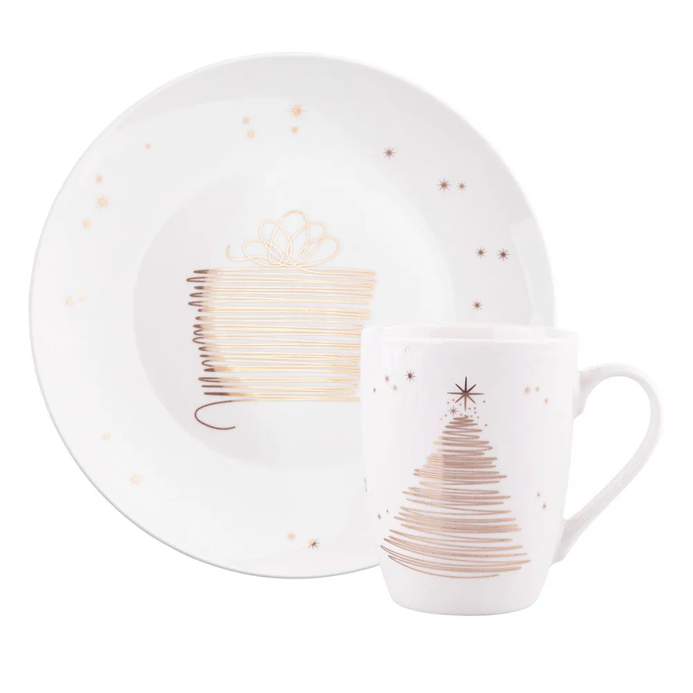 Zestaw kawowy porcelanowy Boże Narodzenie Altom Design Golden Christmas (2 el.)