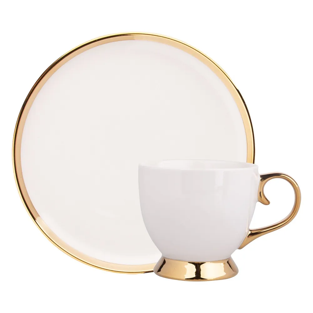 Zestaw kawowy porcelana Altom Design Aurora Gold Kremowa (2 elementy)
