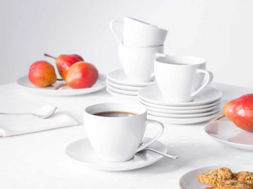Zestaw kawowy dla 6 osób porcelana MariaPaula Moderna Biała (18 elementów)