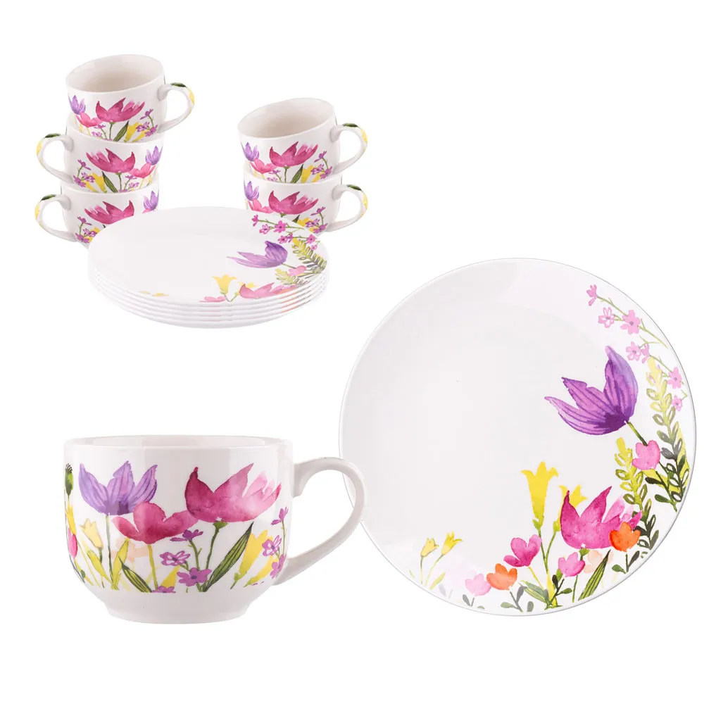 Zestaw kawowy porcelanowy Altom Design Tulip na 6 osób (12 el.)