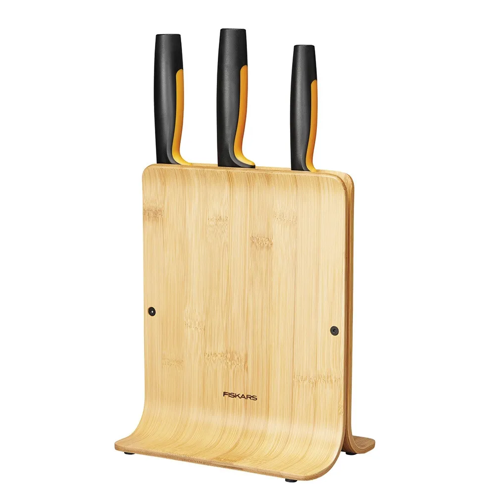 Zestaw noży kuchennych w bambusowym bloku Fiskars Functional Form (3 noże kuchenne) (1057553)