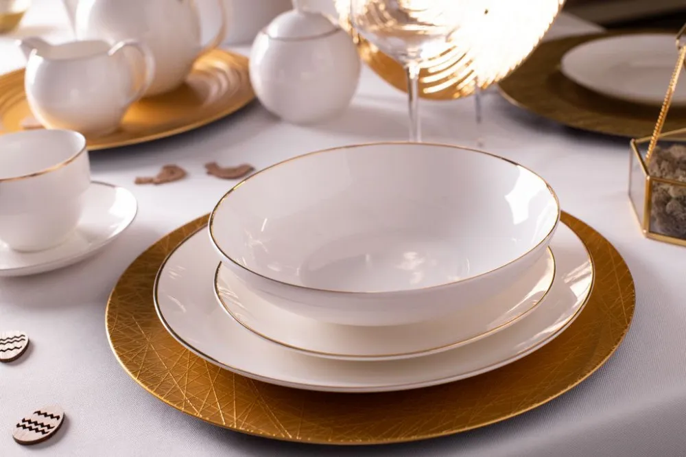 Serwis obiadowy porcelanowy Altom Design Bella Złota Linia kremowy na 6 osób (18 el.)