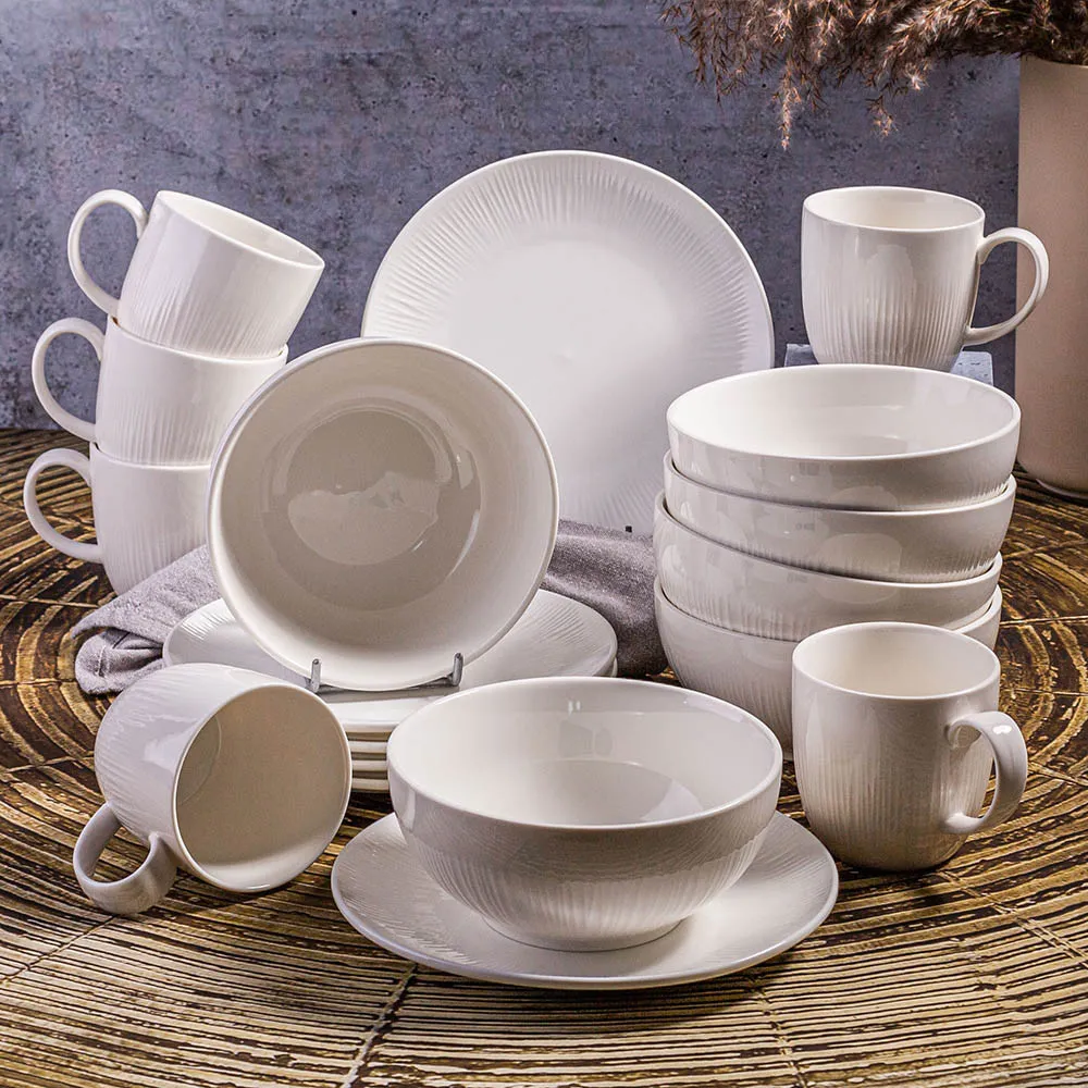 Zestaw śniadaniowy porcelanowy Altom Design Alessia Ecru kremowy na 6 osób (18 el.)