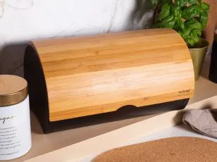 chlebak pojemnik na chleb i pieczywo metalowy z pokrywka bambusowa altom design czarny
