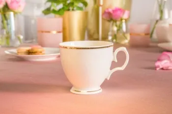 filiżanka do kawy porcelana mariapaula ecru złota linia