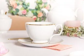 filizanka sniadaniowa do herbaty i cappuccino ze spodkiem porcelana mariapaula zlota linia 350 ml 1