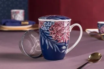 kubek z zaparzaczem do herbaty i ziol porcelanowy sitko stalowe altom design margo 300 ml granatowy 2